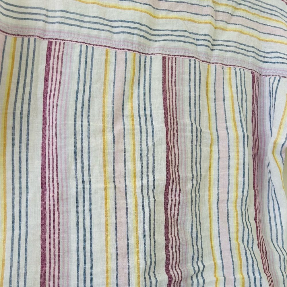 BeachLunchLounge Pink Striped Button Down Collared Linen Cotton Shirt XS - Picture 8 of 8